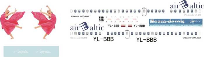 1/144 Scale Decal Air Baltic 737-500 Pink Lady