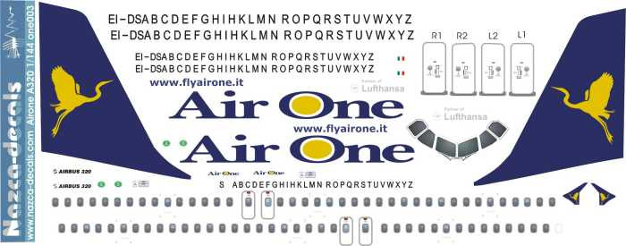 1/144 Scale Decal Air One A-320