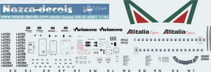 1/144 Scale Decal Alitalia / Avianova ATR-42