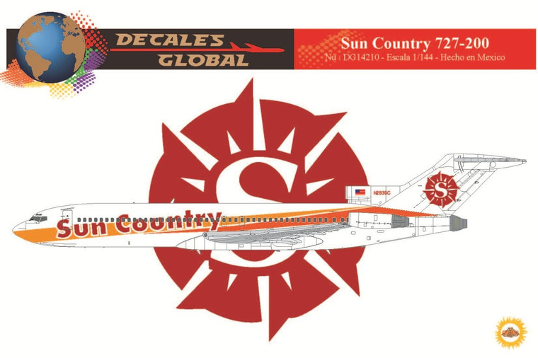 1/144 Scale Decal Sun Country 727-200
