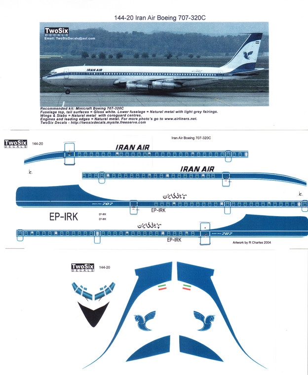 1/144 Scale Decal Iran Air Boeing 707-320C