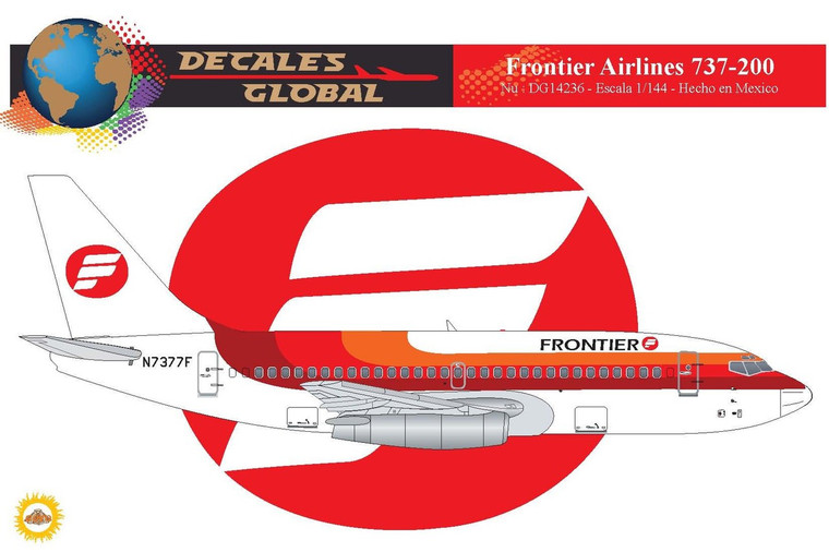 1/144 Scale Decal Frontier 737-200 RED
