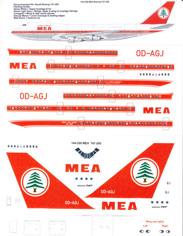 1/144 Scale Decal MEA Boeing 747-2B4 / SP