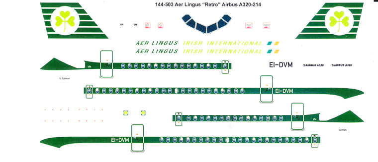 1/144 Scale Decal Aer Lingus "Retro" Airbus A-320