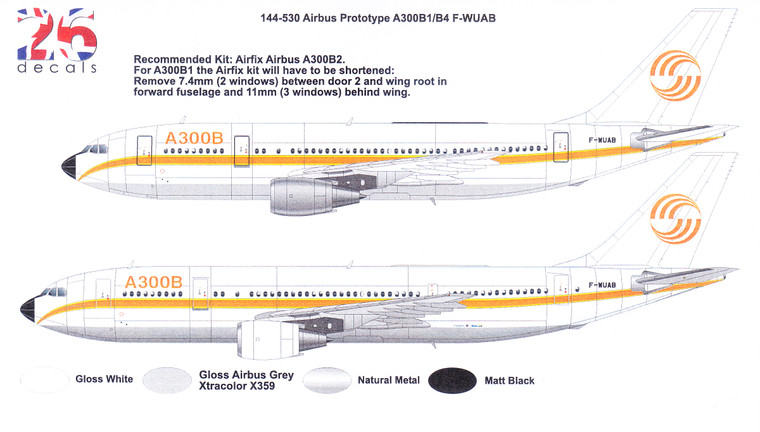 1/144 Scale Decal Airbus Prototype A300B1/B4