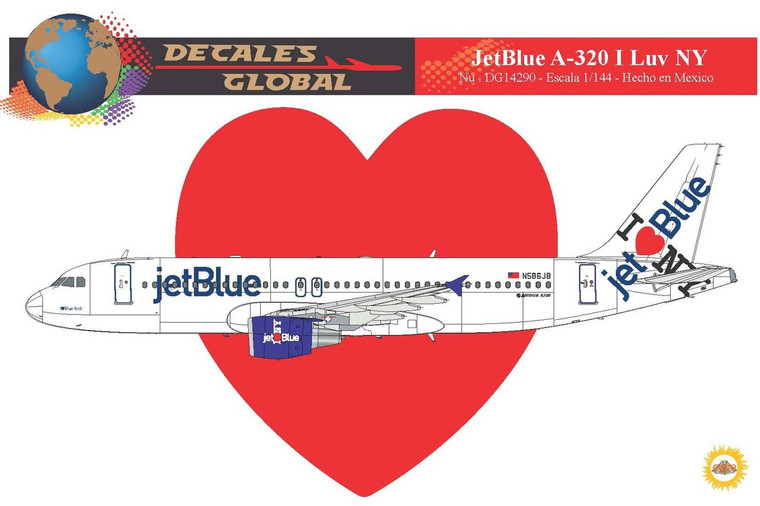 1/144 Scale Decal JetBlue A-320 I LUV NY