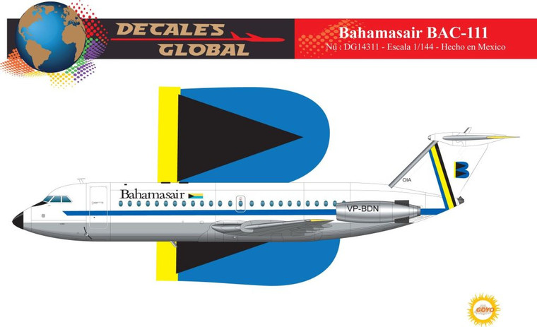 1/144 Scale Decal Bahamasair BAC-111