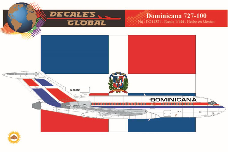 1/144 Scale Decal Dominicana 727-100