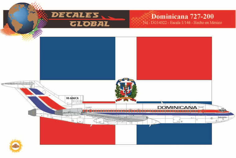 1/144 Scale Decal Dominicana 727-200