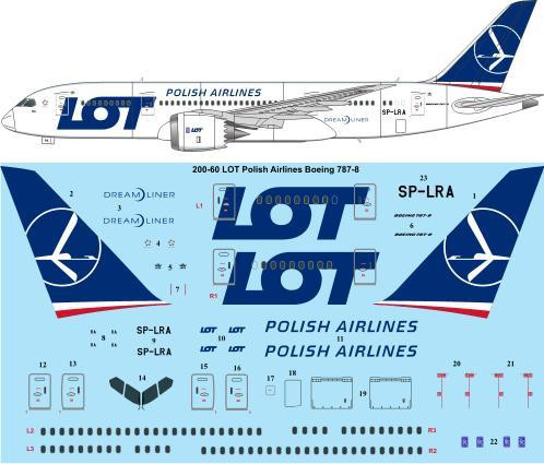 1/200 Scale Decal LOT Boeing 787-8