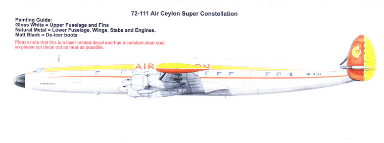 1/72 Scale Decal Air Ceylon Lockheed Super Constellation