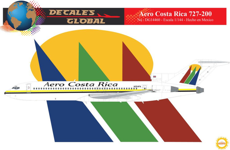 1/144 Scale Decal Aero Costa Rica 727-200