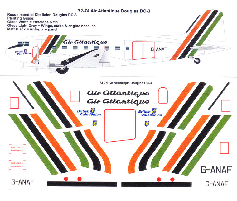 1/72 Scale Decal Air Atlantique Douglas DC-3 Dakota ANAF