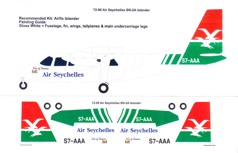 1/72 Scale Decal Air Seychelles Britten Norman Islander