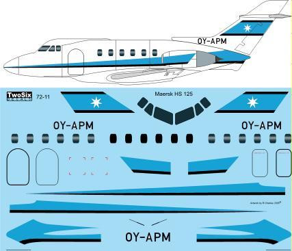 1/72 Scale Decal Maersk Air Hawker Siddeley HS-125-400B