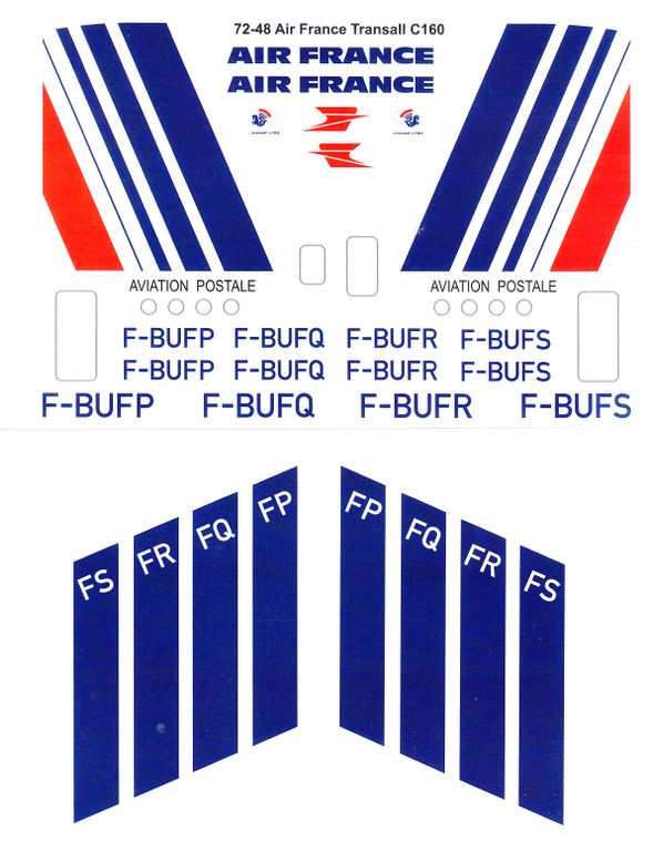 1/72 Scale Decal Air France Late Transal C-160