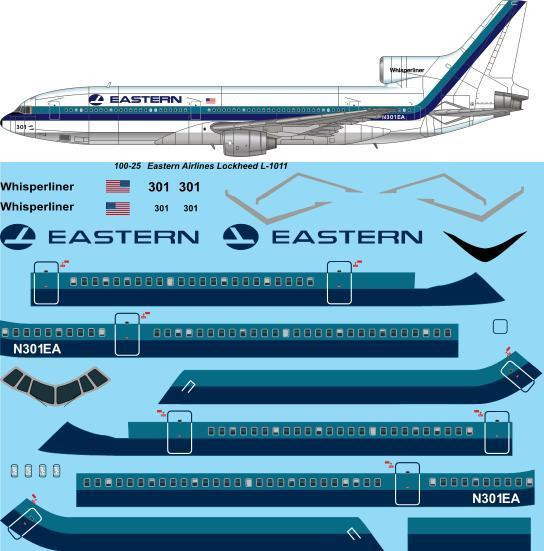 1/100 Scale Decal Eastern Lockheed L1011 TriStar