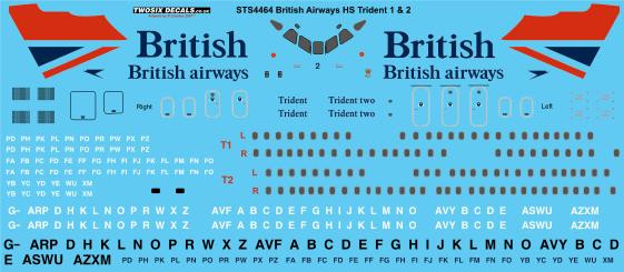 1/144 Scale Decal British Airways HS Trident 1 & 2
