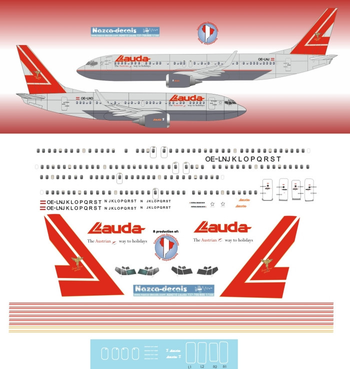 1/144 Scale Decal Lauda B737-700 / 800