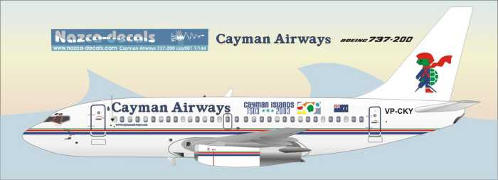 1/144 Scale Decal Cayman Airways 737-200