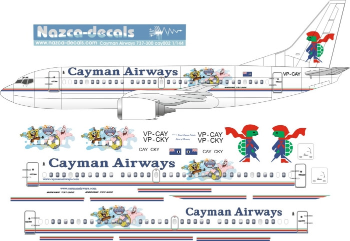 1/144 Scale Decal Cayman Airways 737-300