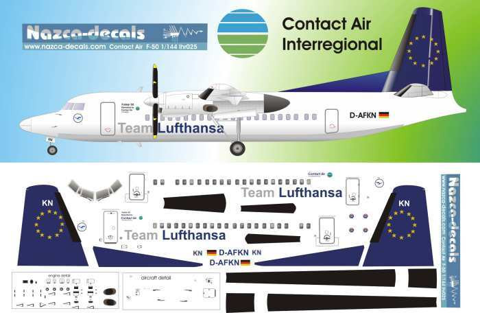 1/144 Scale Decal Contact Air / Lufthansa F-50