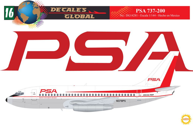 1/144 Scale Decal PSA 737-200