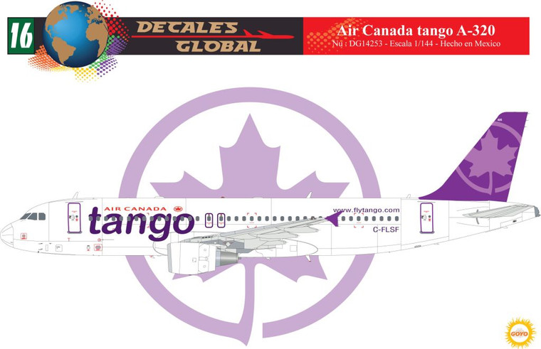 1/144 Scale Decal Air Canada tango A-320
