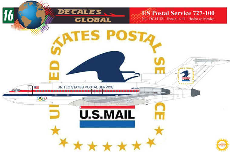1/144 Scale Decal US Postal Service 727-100
