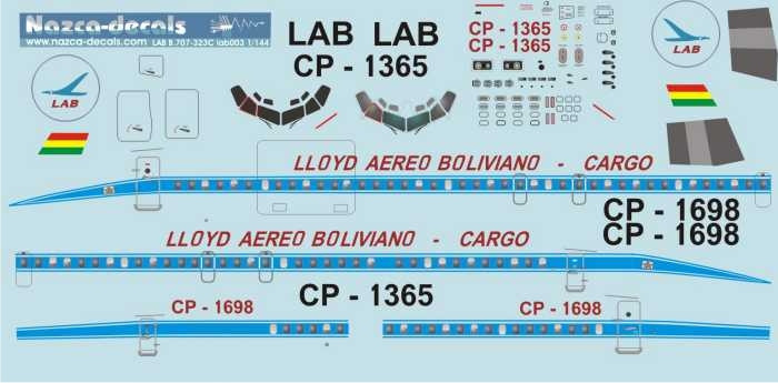 1/144 Scale Decal LAB 707 Cargo