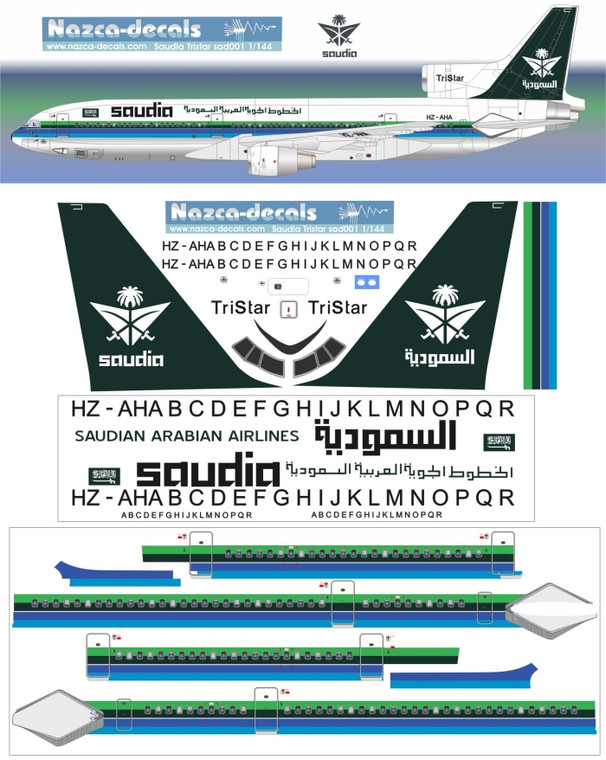 1/144 Scale Decal Saudia L-1011