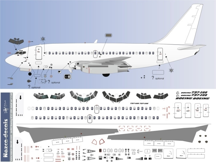 1/144 Scale Decal Detail Sheet 737-200