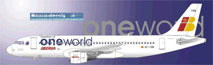 1/144 Scale Decal Iberia A-320 ONEWORLD