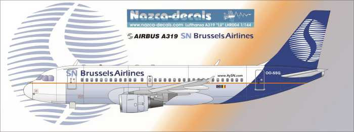 1/144 Scale Decal SN Brussels Airlines A-319 OO-SSG