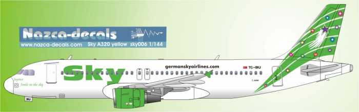 1/144 Scale Decal Sky A-320 GREEN