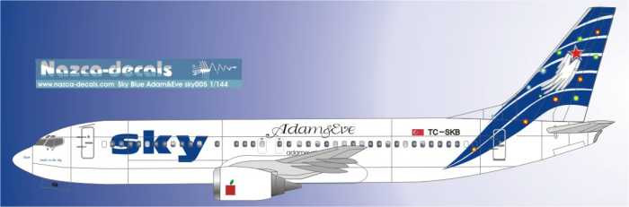 1/144 Scale Decal Sky 737-400 BLUE