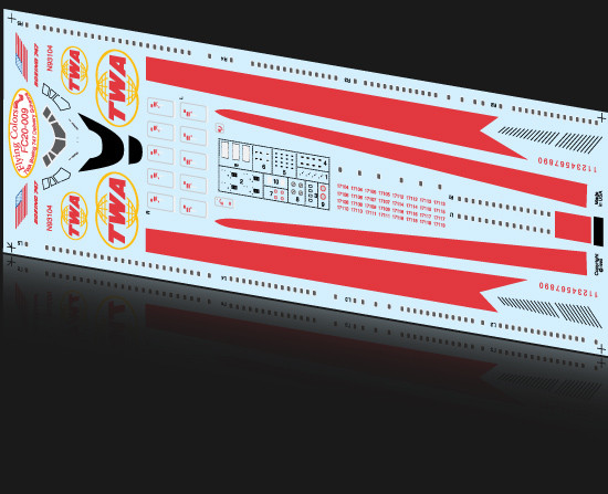 1/200 Scale Decal TWA 747-100