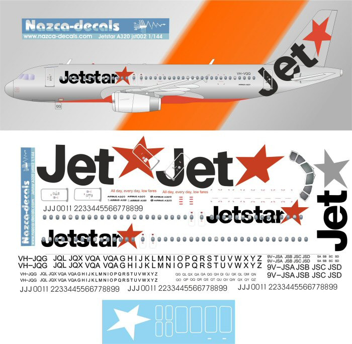 1/144 Scale Decal Jetstar A-320