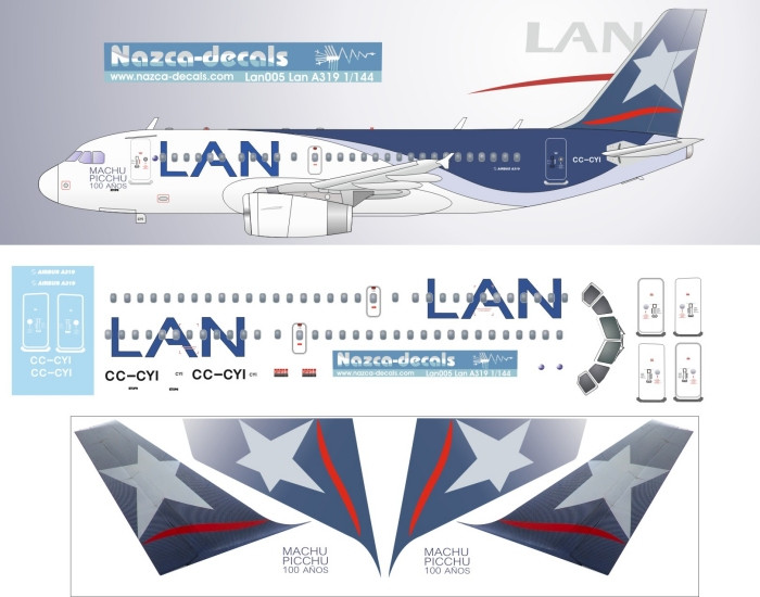 1/144 Scale Decal LAN A-319 Machu Picchu Titles