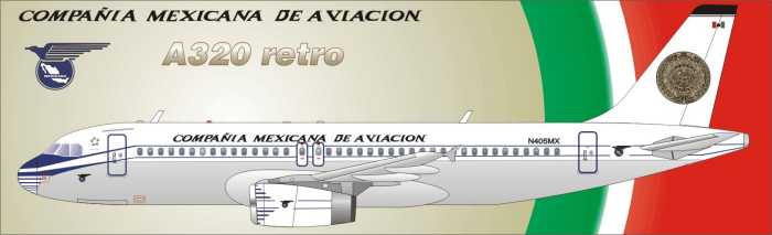 1/144 Scale Decal Mexicana A-320 Retro