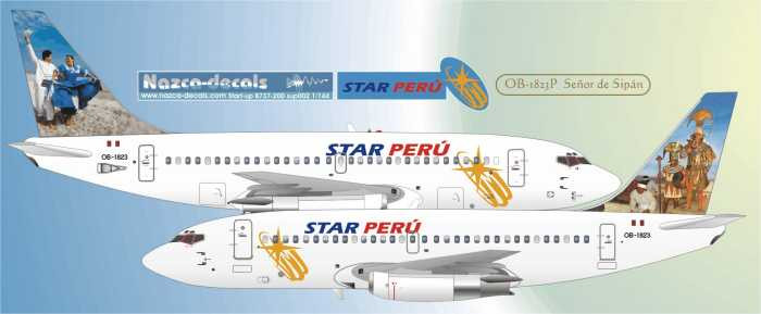 1/144 Scale Decal Star Peru 737-200 Photorealistic tailart 4(northern territories ) 