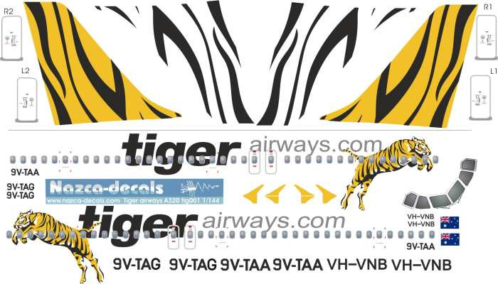 1/200 Scale Decal Tiger Airways A-320