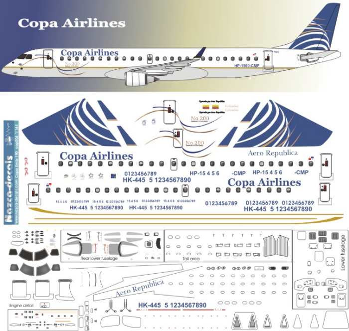 1/144 Scale Decal Copa / AeroRepublica  Emberair 190