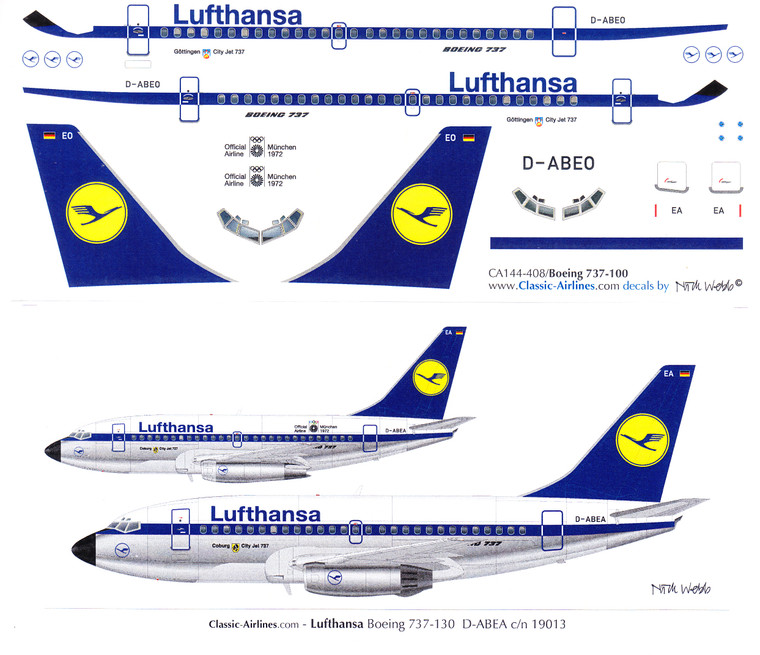 1/144 Scale Decal Lufthansa 737-100