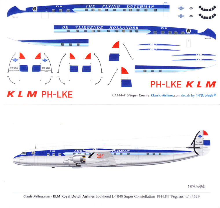 1/144 Scale Decal KLM Super Connie