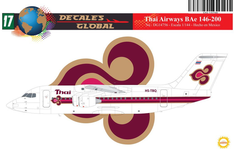 1/144 Scale Decal Thai Airways BAe 146-200