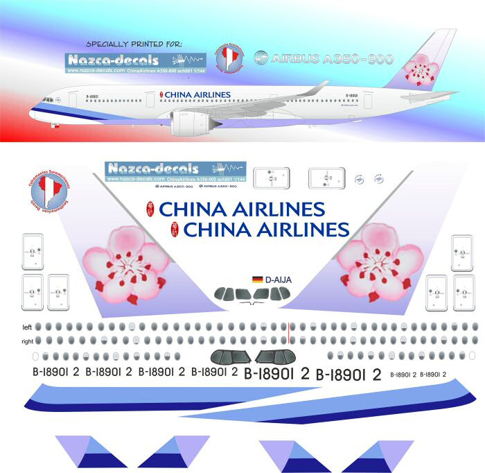 1/144 Scale Decal China Airlines A-350
