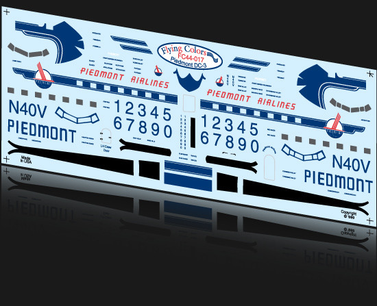 1/144 Scale Decal Piedmont DC-3 Factory Livery