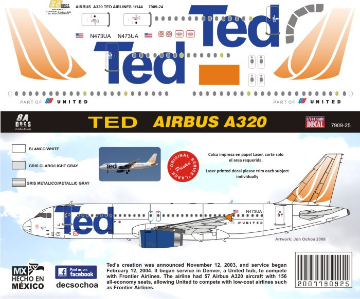 1/144 Scale Decal TED A-320