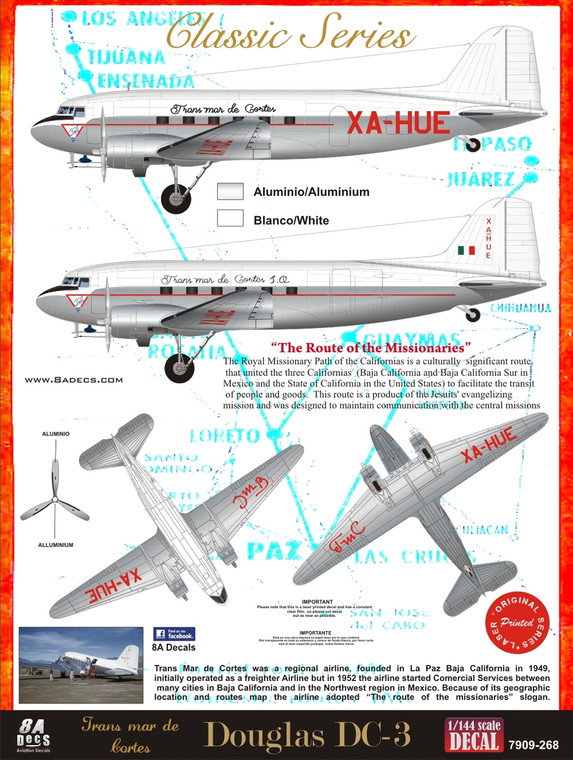 1/144 Scale Decal TRANS MAR DE CORTES DC-3